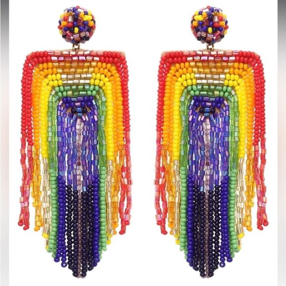 Anthropologie Deepa Gurnani Rainbow Chandelier Earrings NWT - Picture 2 of 11